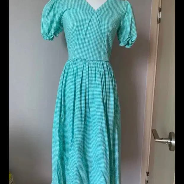 URBAN OUTFITTERS 어반아웃피터스 민트 체크 롱원피스 빈티지