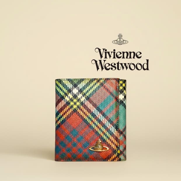 비비안 웨스트우드 타탄체크 반지갑 (새상품)