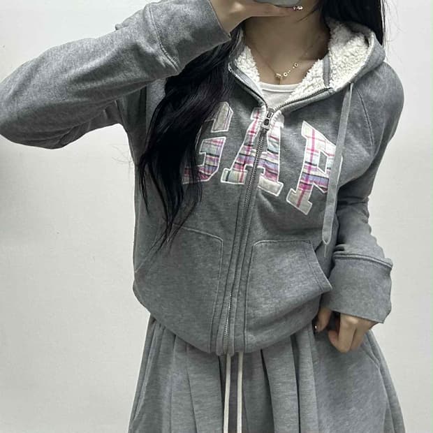 Gap 갭 양털 핀터깔 폭닥 그레이 후드집업 희귀져지(S)