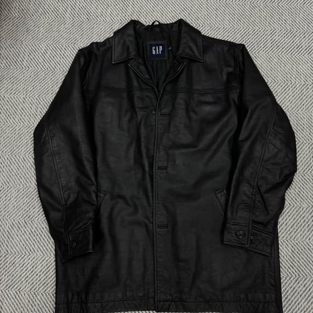 올드 갭 레더 빈티지 카 코트 블랙 M사이즈