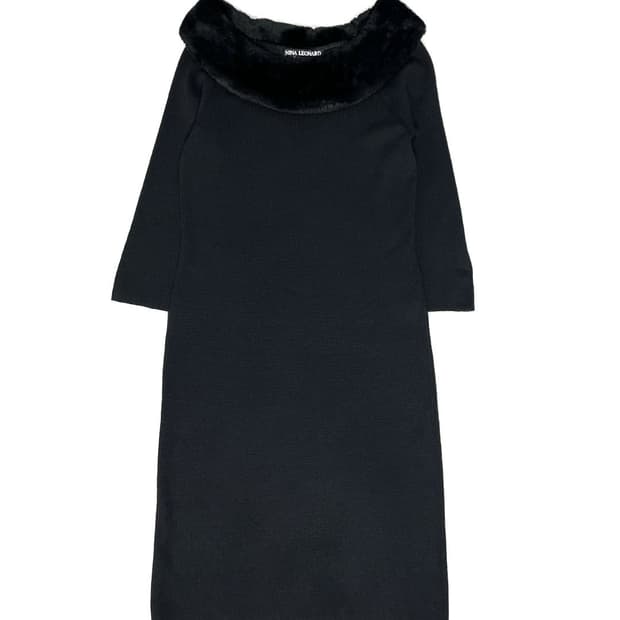 Nina Leonard 퍼 트리밍 원피스