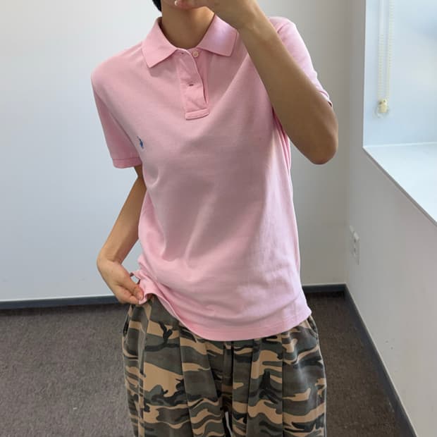 Polo 폴로 블루 포니 핑크 카라 반팔