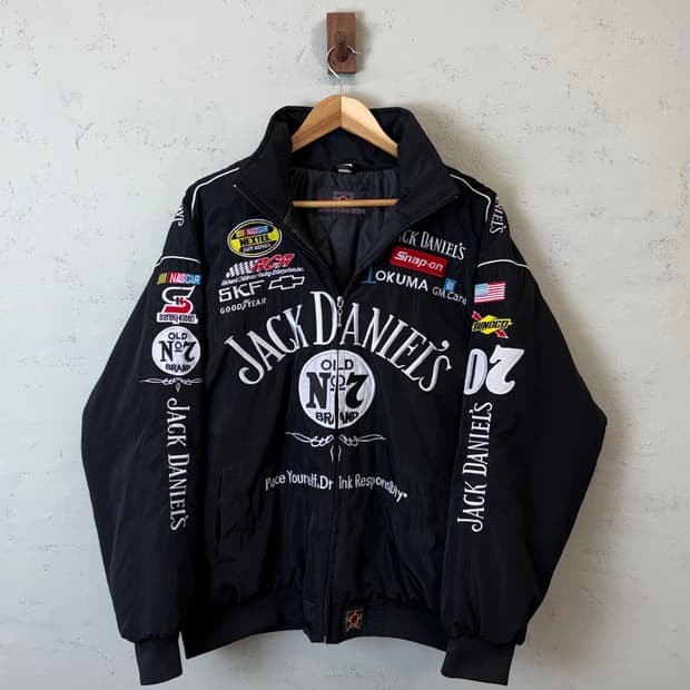 잭다니엘 빈티지 레이싱 점퍼 블랙