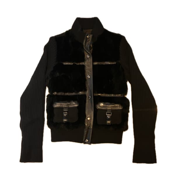 블랙 니트 퍼자켓