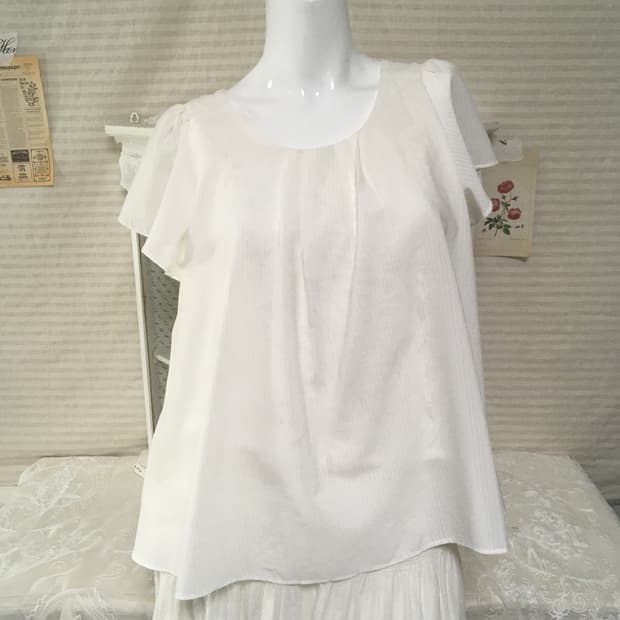 일본빈티지 화이트 엔젤 레이스 프릴 블라우스