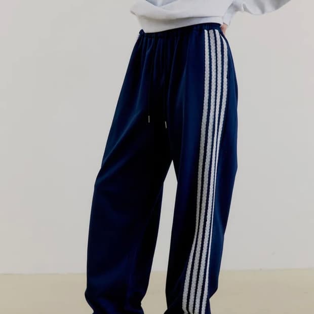 오피쉬 QUADRUPLE LACE TRACK PANTS, NAVY