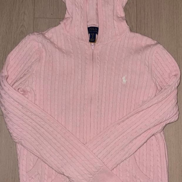 폴로 랄프로렌 딸기우유 연핑크 니트후드집업 쓰리타임즈 브랜디멜빌 미스치프