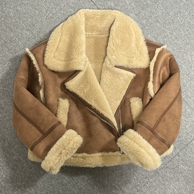 양털 베이지 무스탕 자켓 퍼 빈티지