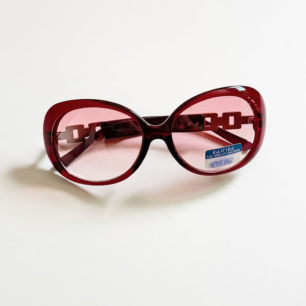 버건디 오버사이즈 볼드 스퀘어 프레임 빈티지 틴트 선글라스