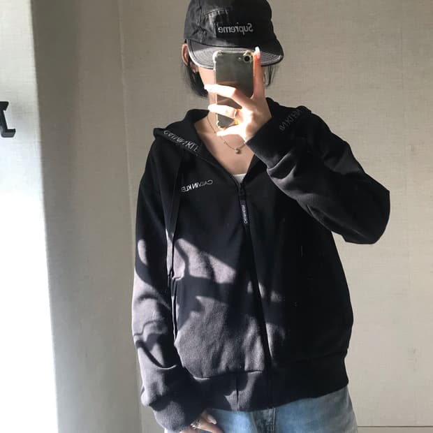 켈빈클라인 블랙 후드집업