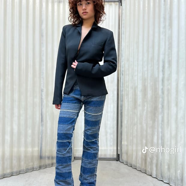 히스테릭 글래머 스크래치 플레어 데님 팬츠