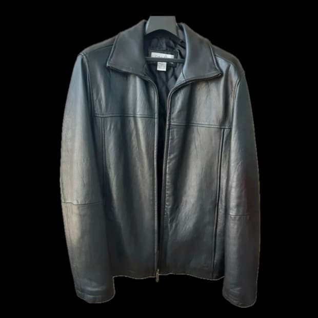 캘빈 클라인 하이넥 레더 자켓