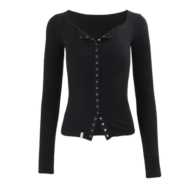 킴서울 스냅버튼 가디건 블랙