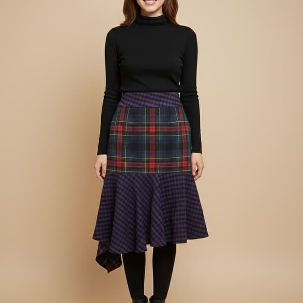 보스 브리티시 타탄체크 유니크스커트