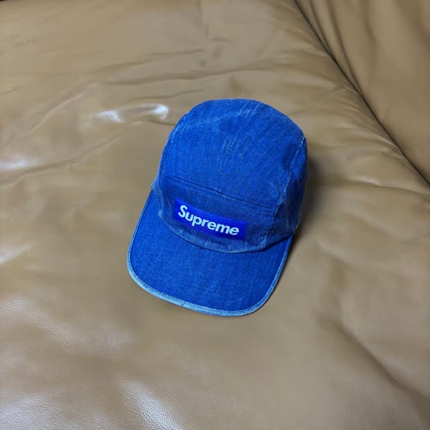 Supreme 슈프림 워시드 데님 블루 캠프캡 모자 Denim Blue