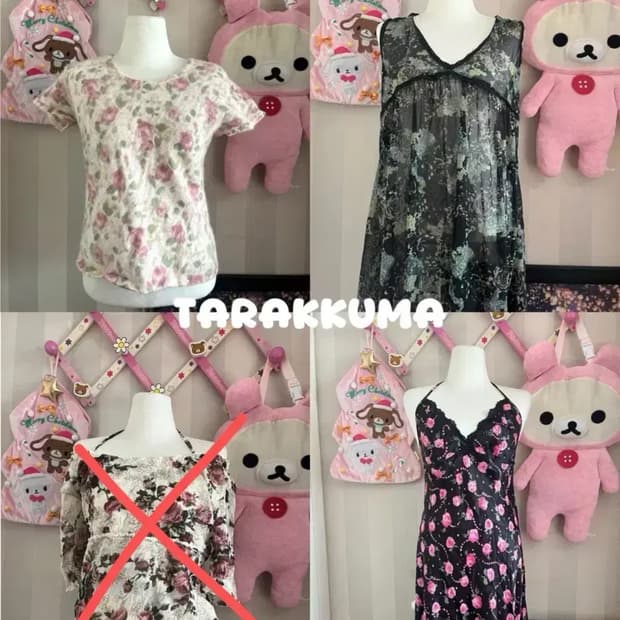 빈티지 오리엔탈 페어리 로사체리레스트로즈 반팔레이어드나시슬립플로랄