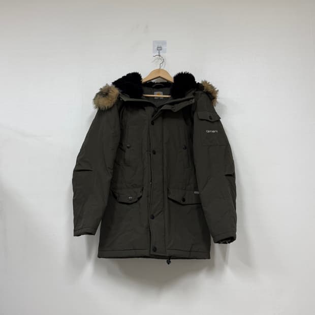 칼하트 카키 퍼 패딩자켓XS