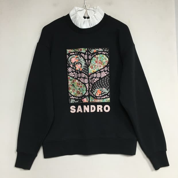 SANDRO 산드로 러플 레터링 맨투맨 0
