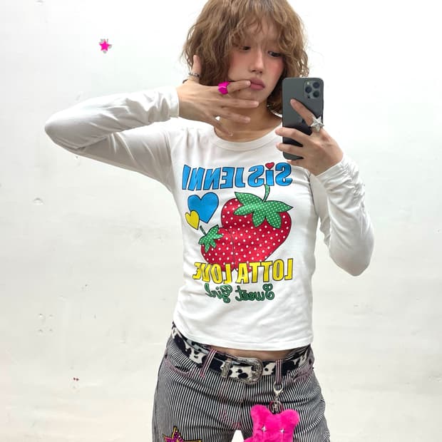 Jenny Glossy Strawberry Shirring Sleeve 