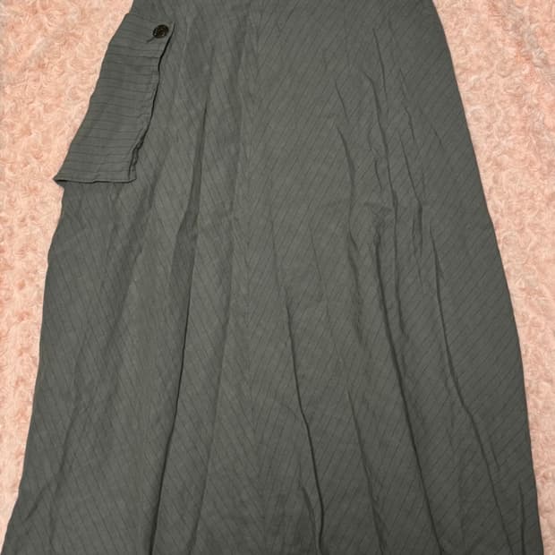 빈티지 체크 카키 롱치마 