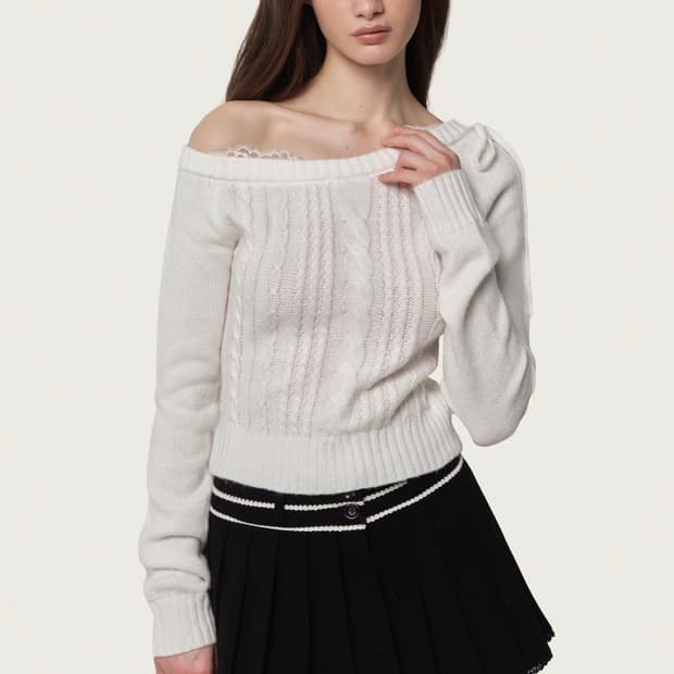 클리시어 Rosy cake cable knit 아이보리