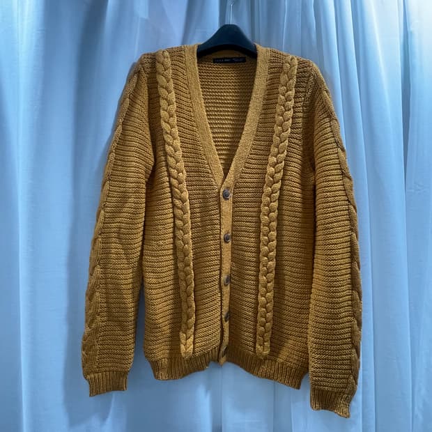 자라/ 꽈배기 패턴 글리터링 코팅 가디건/ S