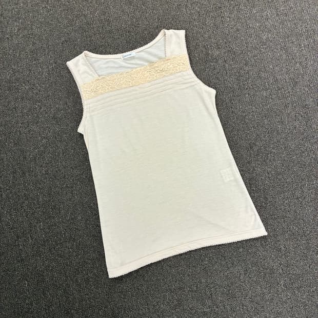 L)Glisse 빈티지 여성 레이스 디테일 핑크 나시