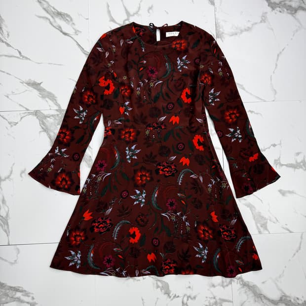 산드로 플라워 패턴 실크 원피스