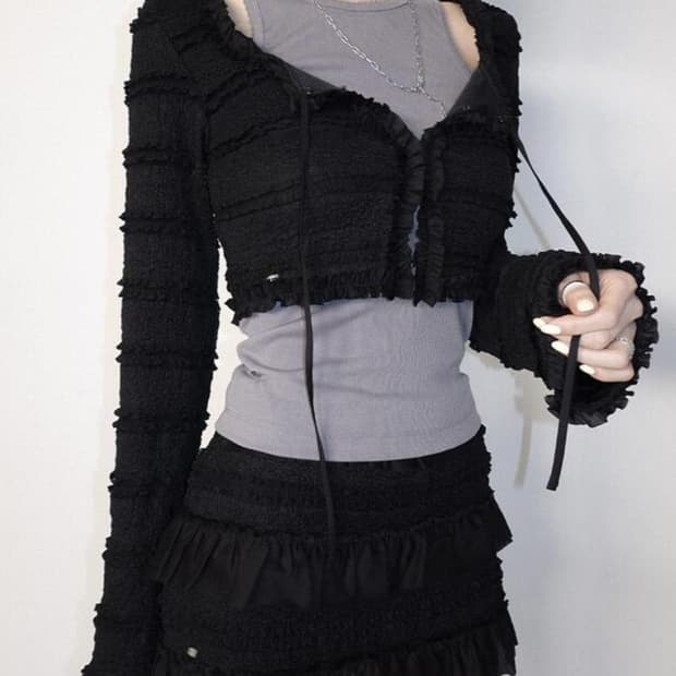 페일제이드 frill lace bolero cardi, skirt