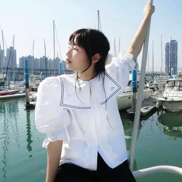 [미착] 크로쉐안트 세일러 블라우스