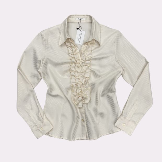 glitter stripe frill blouse