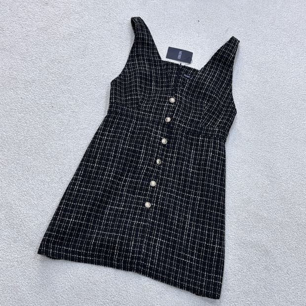 L 새상품 미쏘 트위드 뷔스티에 원피스 0424E