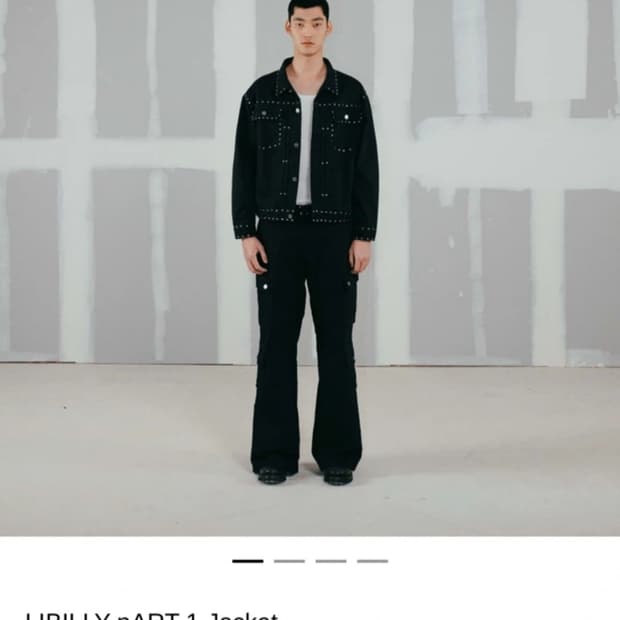 창모 Libilly 블랙 스터드 데님 자켓 L 새상품