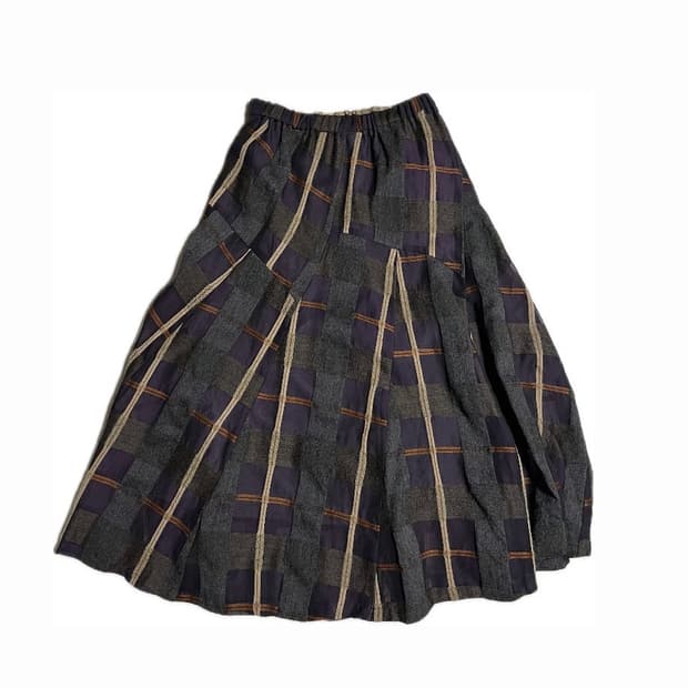 빈티지 체크 레이어드 스커트