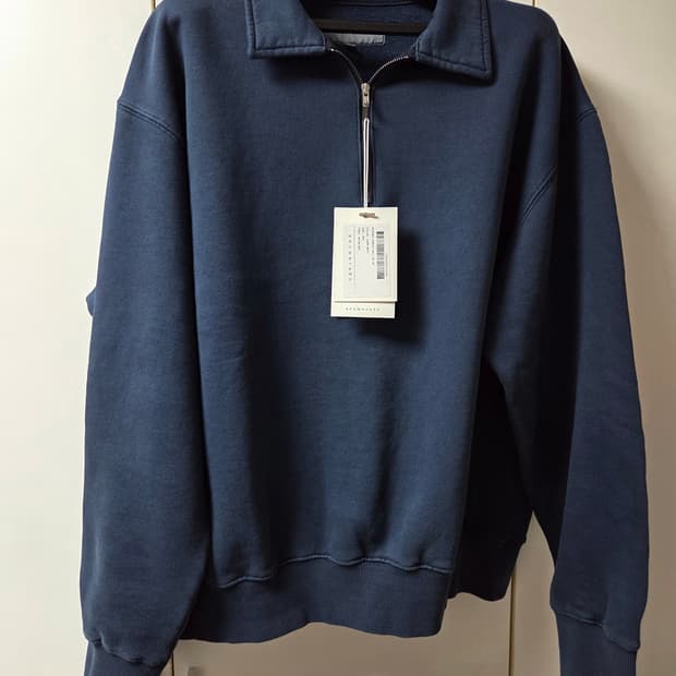(4) 브라운야드 25FW 워시드 스웻 하프집업  네이비  새상품