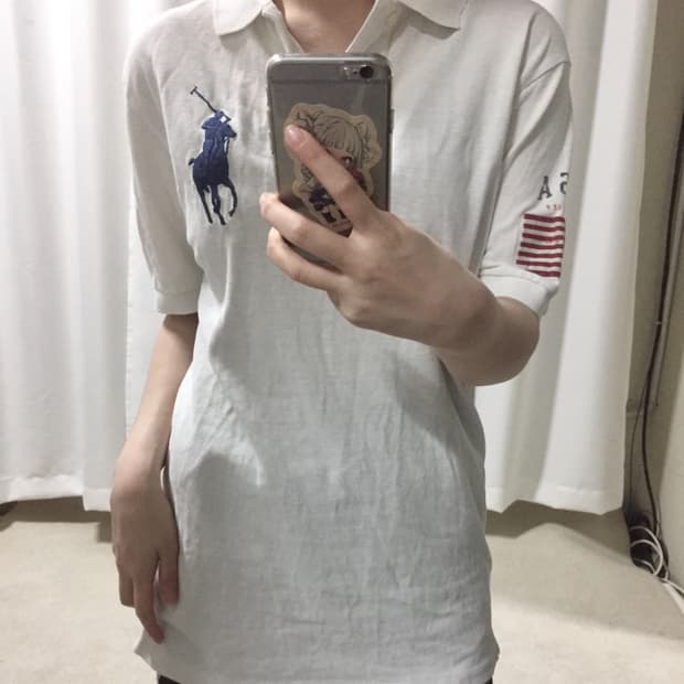 폴로 랄프로렌 화이트 성조기 usa 카라 PK 반팔 티