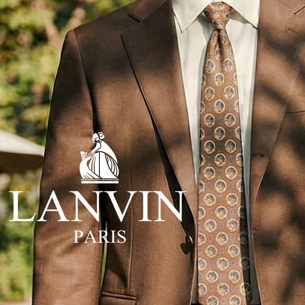 LANVIN 랑방 넥타이 브라운 패턴 9.3cm 새제품 K2140 
