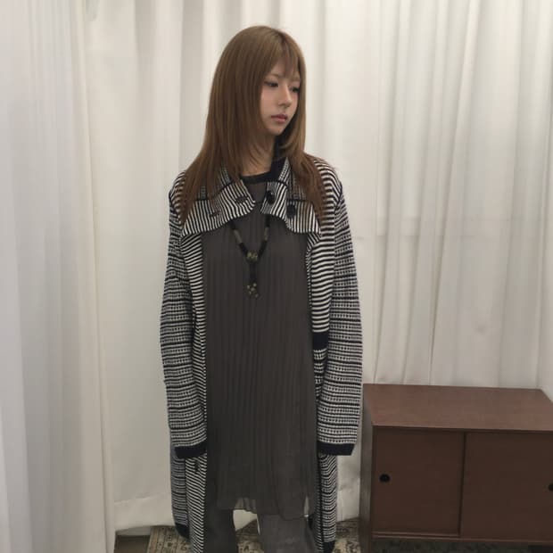 스트라이프 롱 가디건