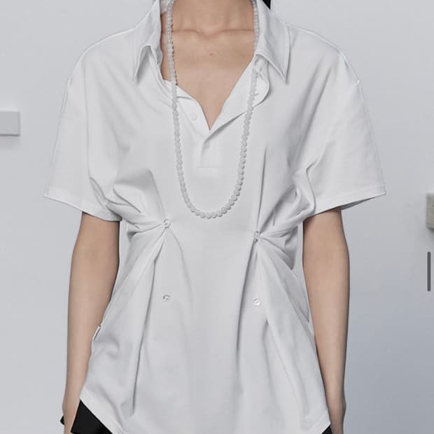 세릭 PLAIN BUTTON PINCH HALF TOP 버튼 반팔셔츠