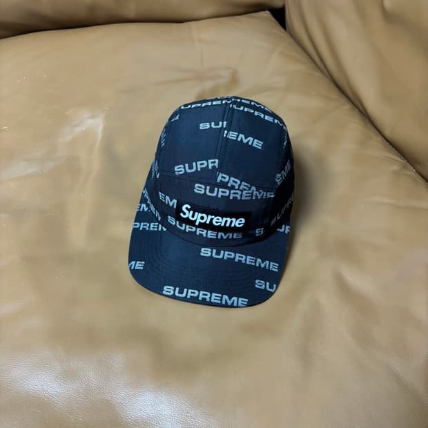 슈프림 캠프캡 모자 박스로고 자카드 블랙