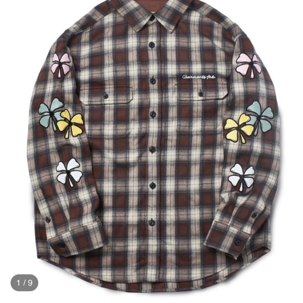 [새제품/L] 가먼츠팹 클로버 체크 셔츠 - 브라운