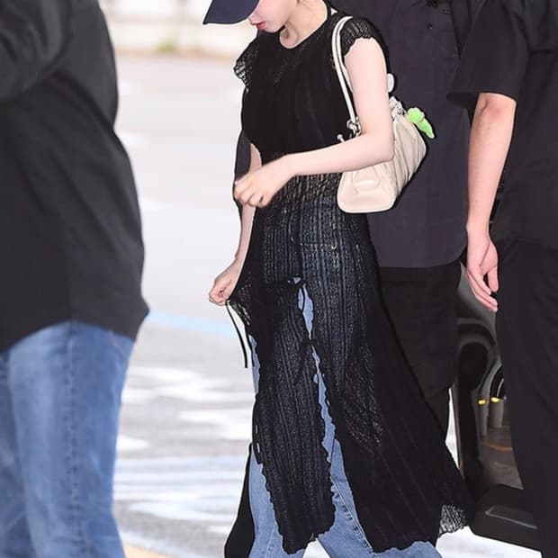 애즈이프캘리 리본 슬릿 맥시 원피스