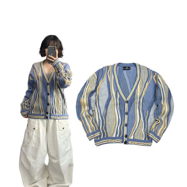 JPN 제팬 쿠지맛 케이블 니트 가디건