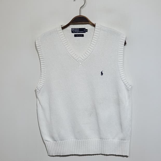 (95) 랄프로렌 폴로 니트조끼 화이트 베스트 브이넥 