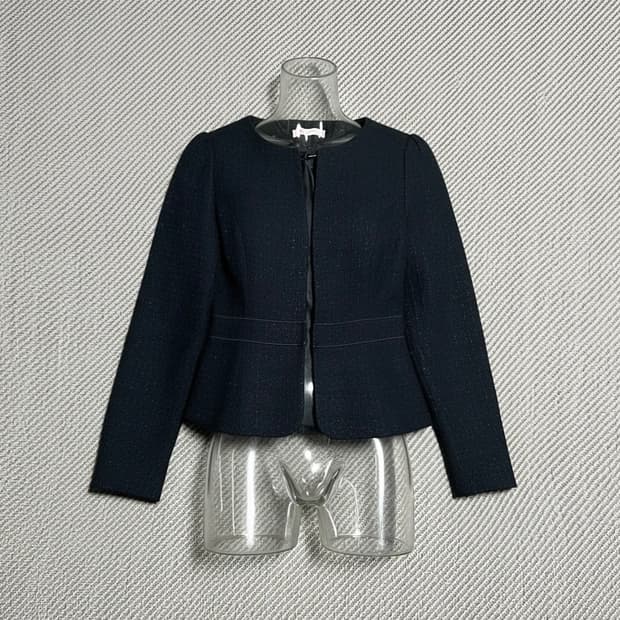 [L] Mitsumine 우먼즈 네이비 라운드 블레이저 자켓
