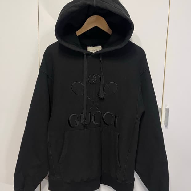 구찌 테니스 자수 후드티 블랙 S