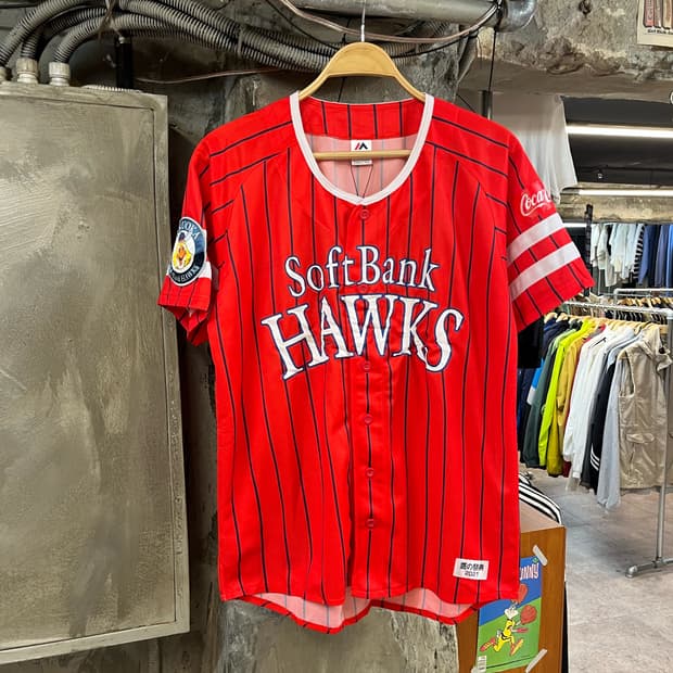 마제스틱 소프트 뱅크 호크스 유니폼 레드 L #csz2566