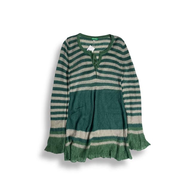 베네통 그린 스트라이프 모헤어 블렌드 니트 (italy)  