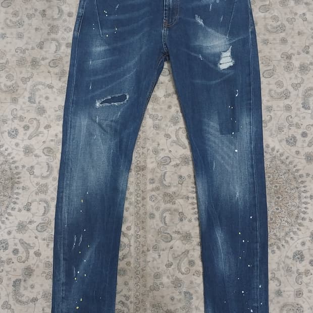 ZARA 데미지 스플래시 프린팅 데님팬츠 32사이즈