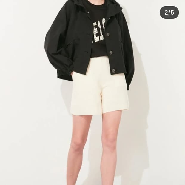 한섬 타임 2022 버튼 포인트 크롭 바람막이 자켓 82-94-160